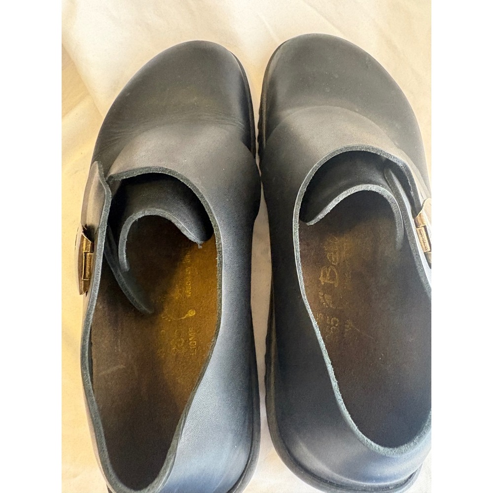 Betula by Birkenstock Mens 41 Black Leather Clogs Professional Slip On Shoes - Picture 5 of 7